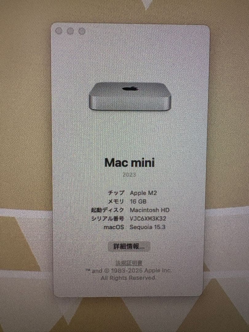 Apple Mac mini M2 メモリ16GB SSD 256GB