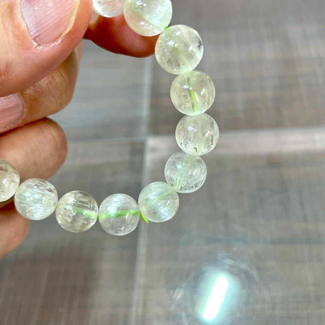 高品質　ヒデナイトブレスレット 透明感＆キャッツアイ効果　クンツァイト　2-8