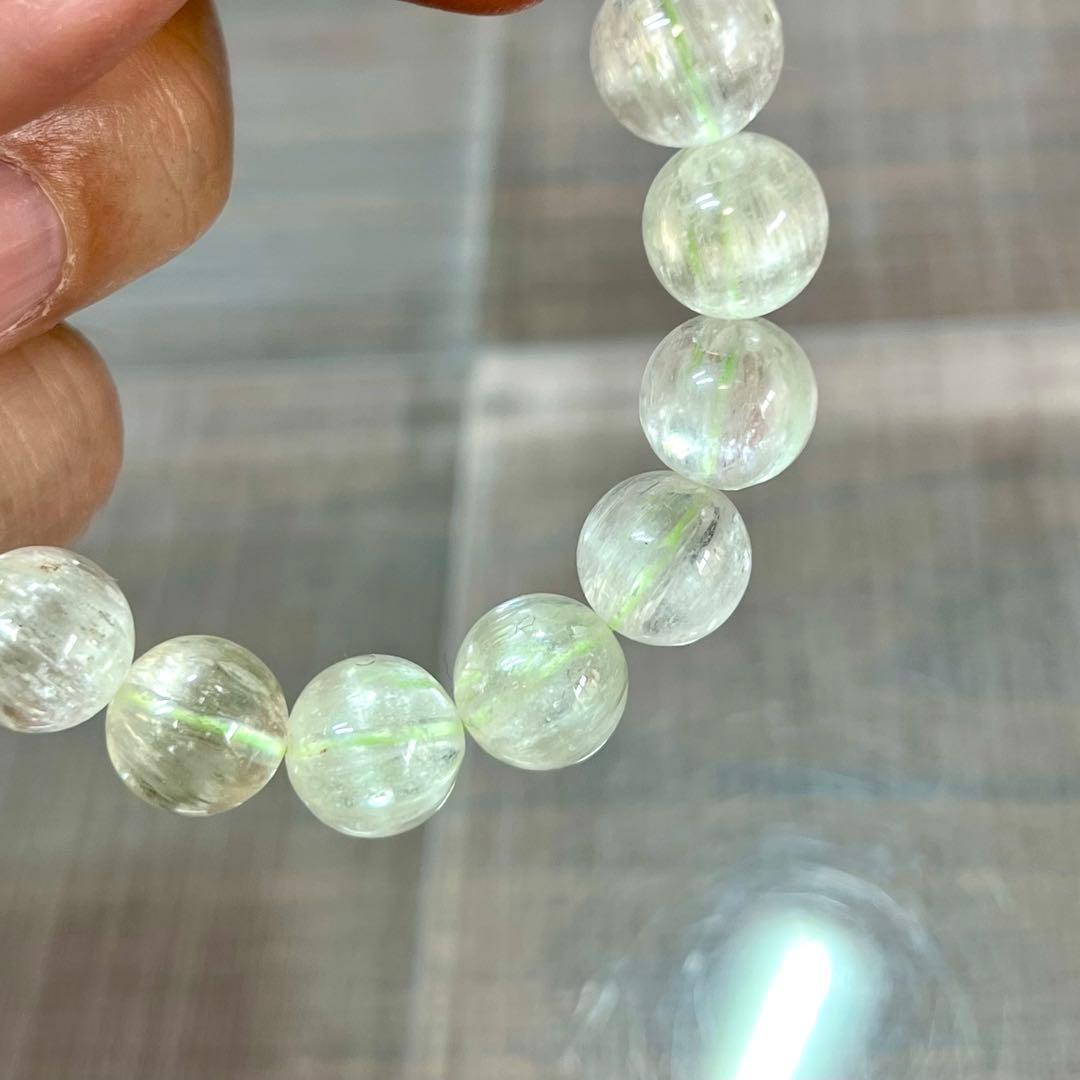 高品質　ヒデナイトブレスレット 透明感＆キャッツアイ効果　クンツァイト　2-8