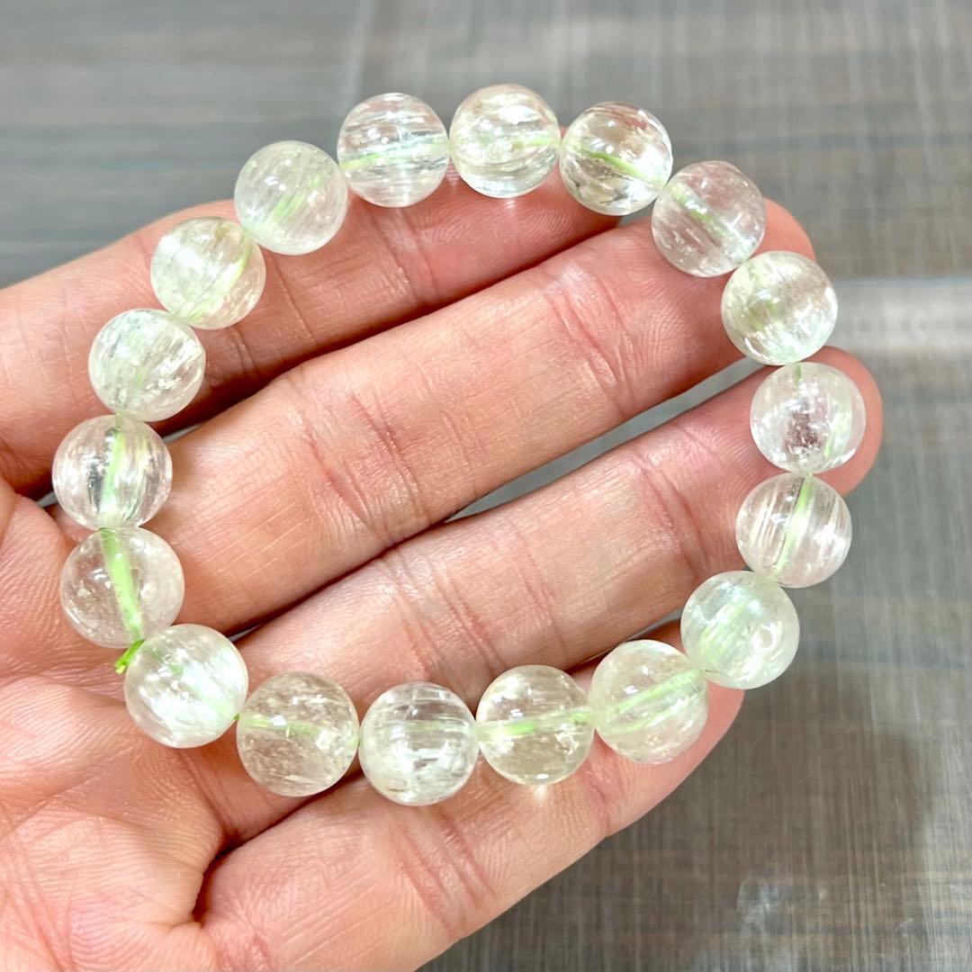 高品質　ヒデナイトブレスレット 透明感＆キャッツアイ効果　クンツァイト　2-8