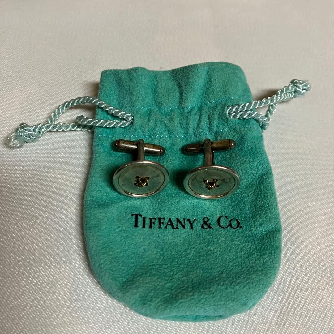 Tiffany & Co. ボタン型カフリンクス　SV925/750