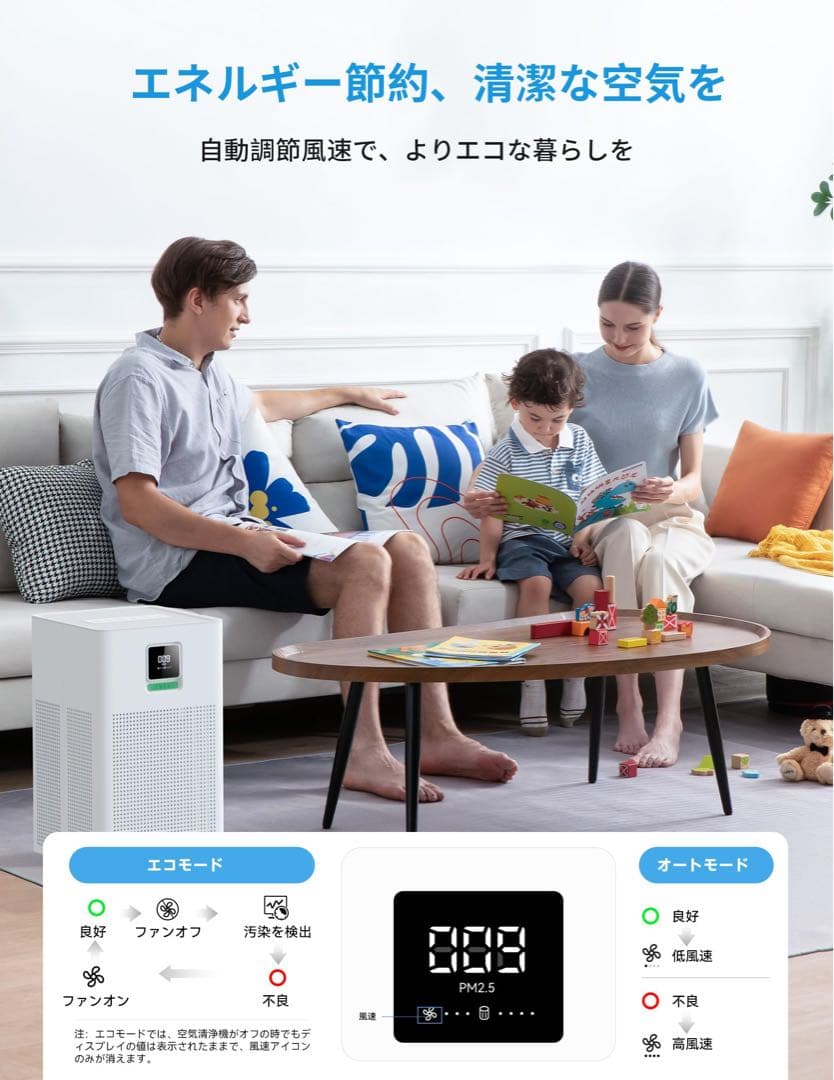 空気清浄機 ペット 24畳 小型 消臭 極静音 花粉対策 HEPAフィルター