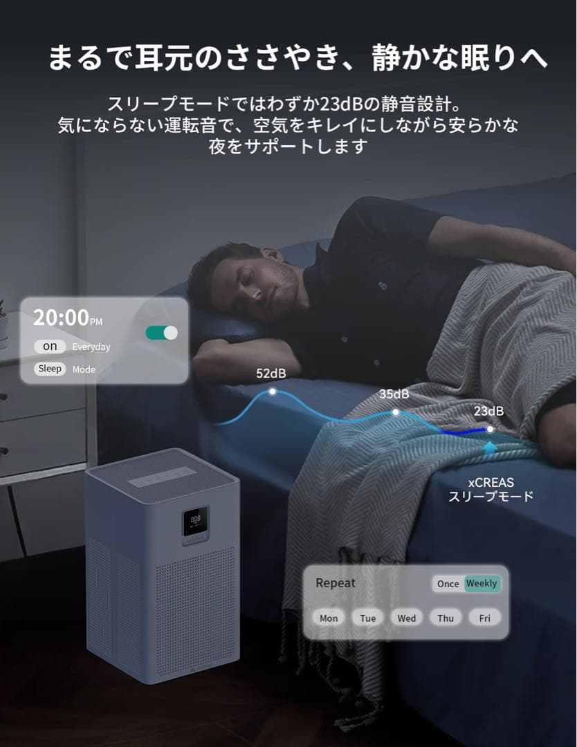 空気清浄機 ペット 24畳 小型 消臭 極静音 花粉対策 HEPAフィルター