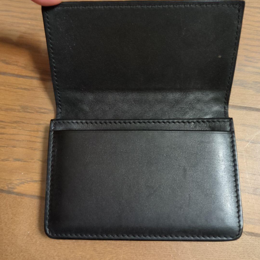 【期間限定価格】黒のレザー名刺入れ 編み込みデザイン