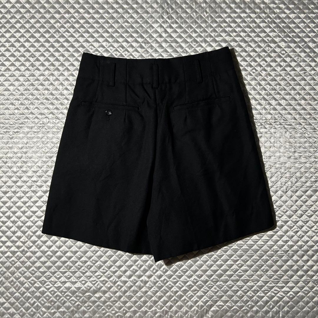 AD2022 23SS 2タックプリーツショーツ ハーフパンツ 黒 ウール