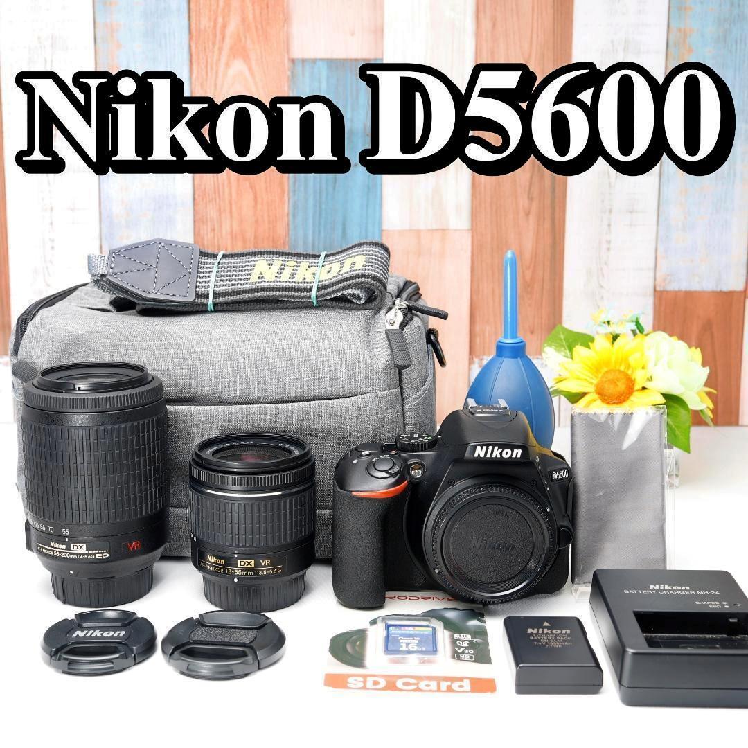 手振れ補正付✨Nikon D5600✨Wi-Fi転送&高画質✨ダブルレンズセット