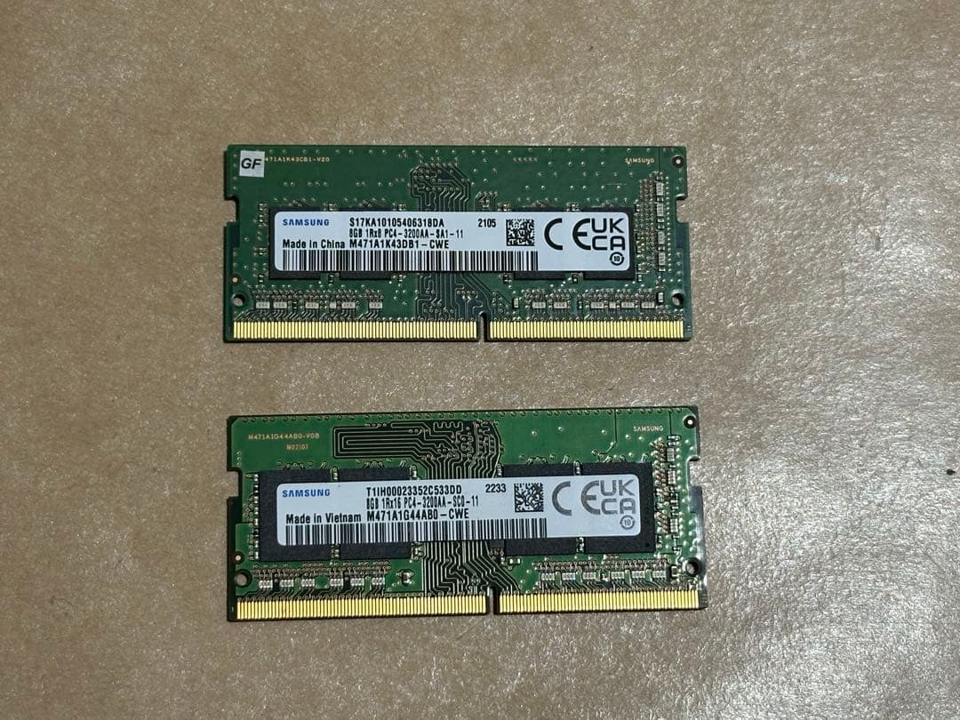 SAMSUNG サムスン DDR4-3200AA 8GB×2枚 メモリ