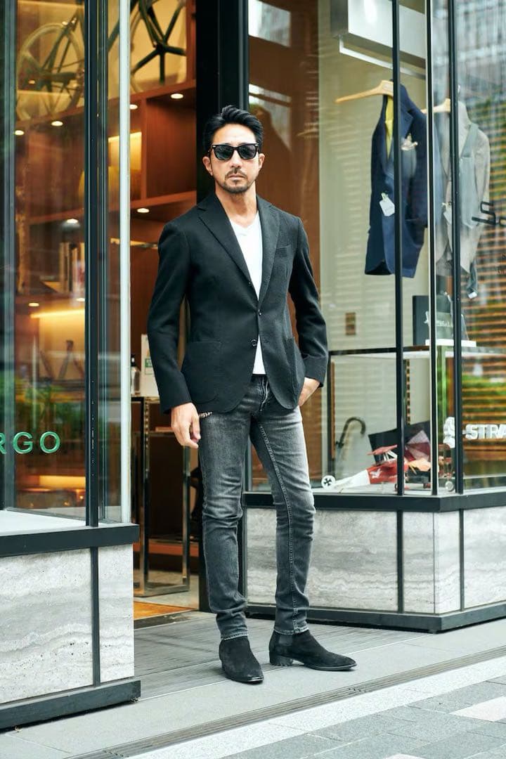 Sartorio カシミヤ ブラック テーラード ジャケット 48