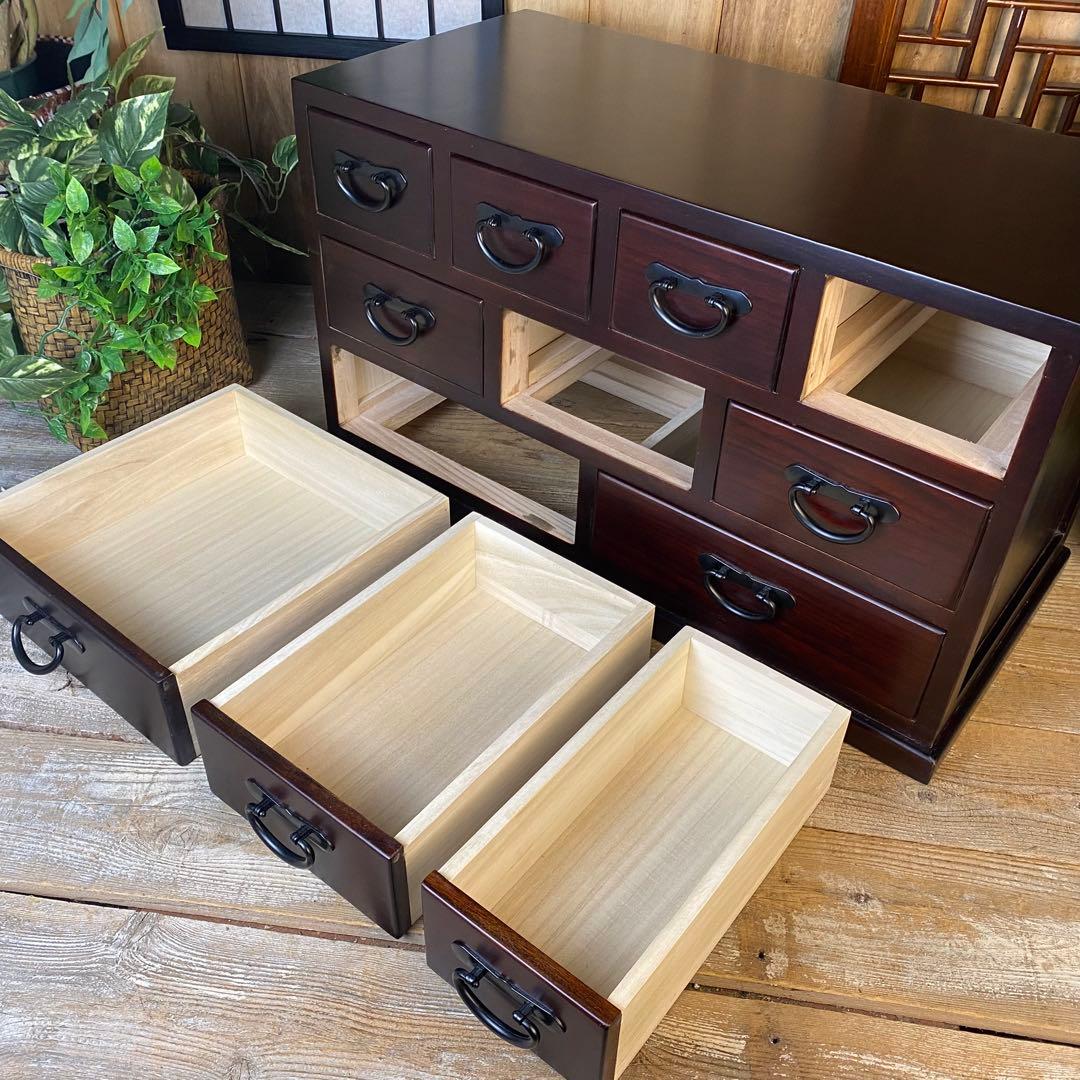 大幅値下げセール中！民芸家具桐材多引き出しチェストタンスC70㎝×41㎝木製収納