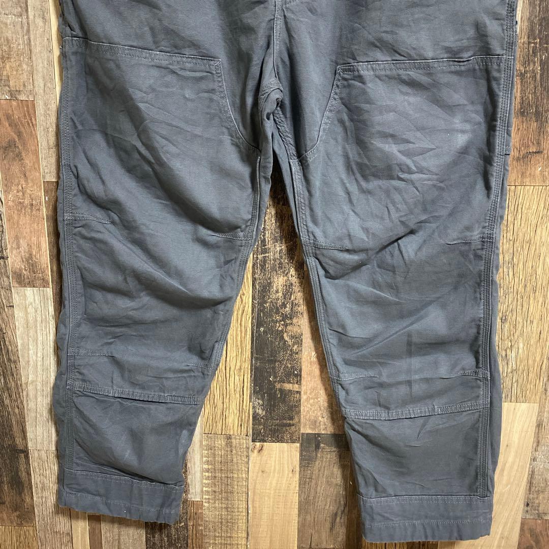 カーハート グレー系 オーバーオール メンズ ロゴ ファスナー パンツ 古着