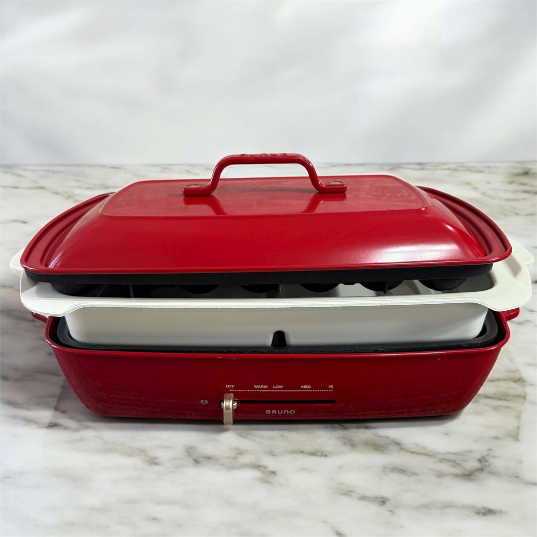 ホットプレート 2分割トレイ たこ焼きプレート付き ブルーノ グランデ 赤
