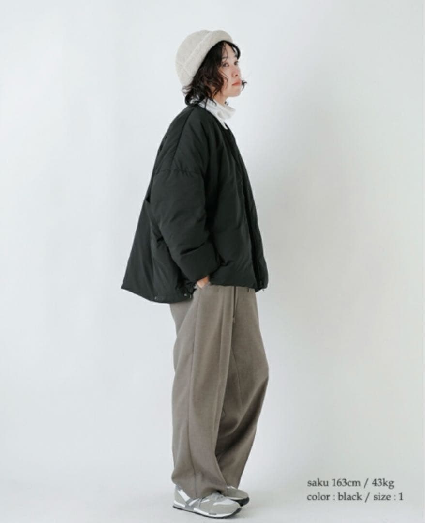 miffew｜撥水 帯電防止 ノーカラー オーバー ダウン ジャケット