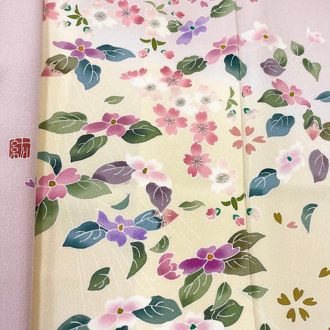 本場加賀友禅 寺西一紘 手描き友禅 花鳥 訪問着 未使用品 正絹 共八掛 ガード