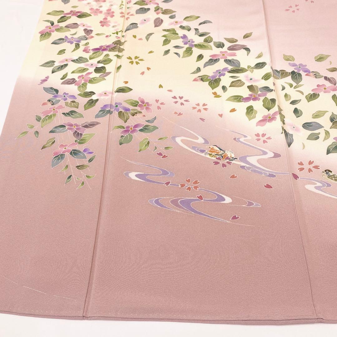 本場加賀友禅 寺西一紘 手描き友禅 花鳥 訪問着 未使用品 正絹 共八掛 ガード