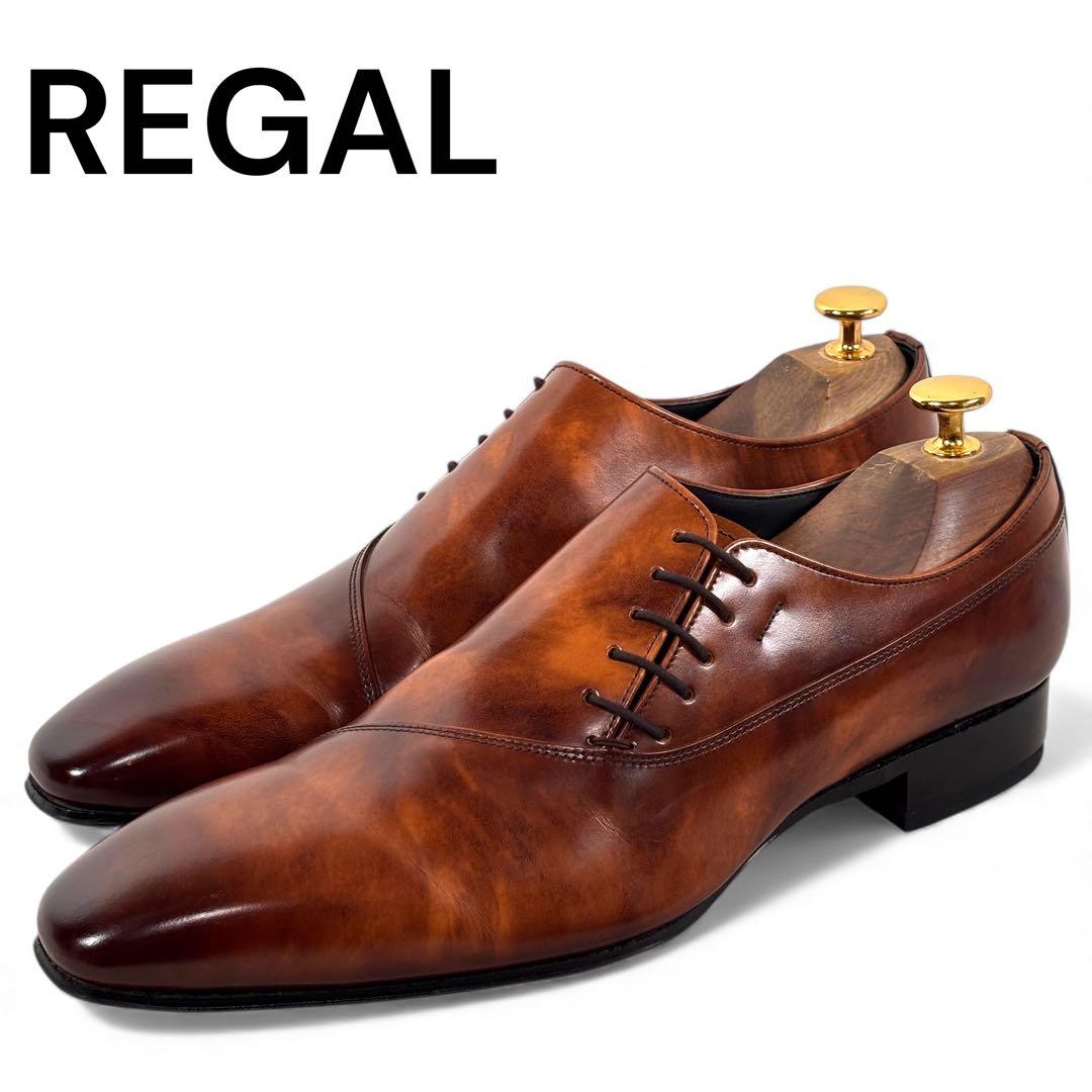 リーガル 25 レザー サイドレースアップ ビジネス スクエアトゥ ブラウン