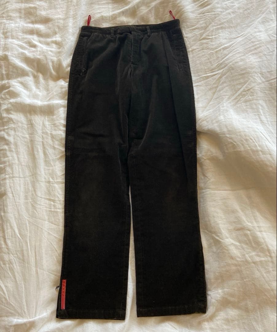 90s 00s プラダ スポーツ コーデュロイ ダークブラウン パンツ 48