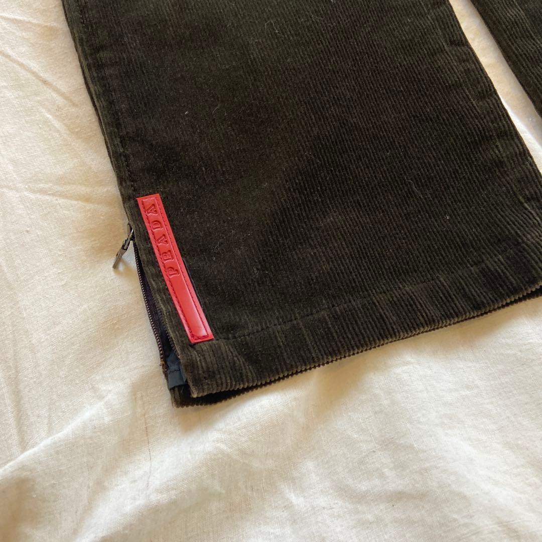 90s 00s プラダ スポーツ コーデュロイ ダークブラウン パンツ 48