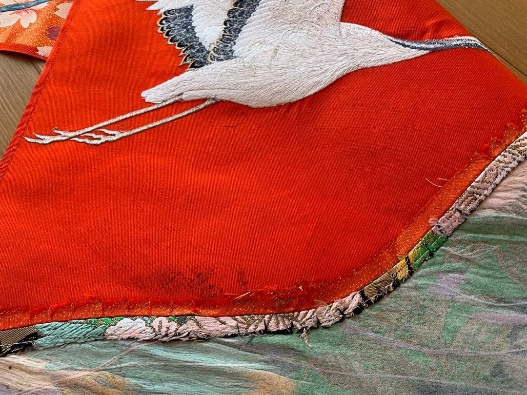 ★京都発・豪華絢爛・新品　西陣織打掛　鶴　織物・タペストリー！