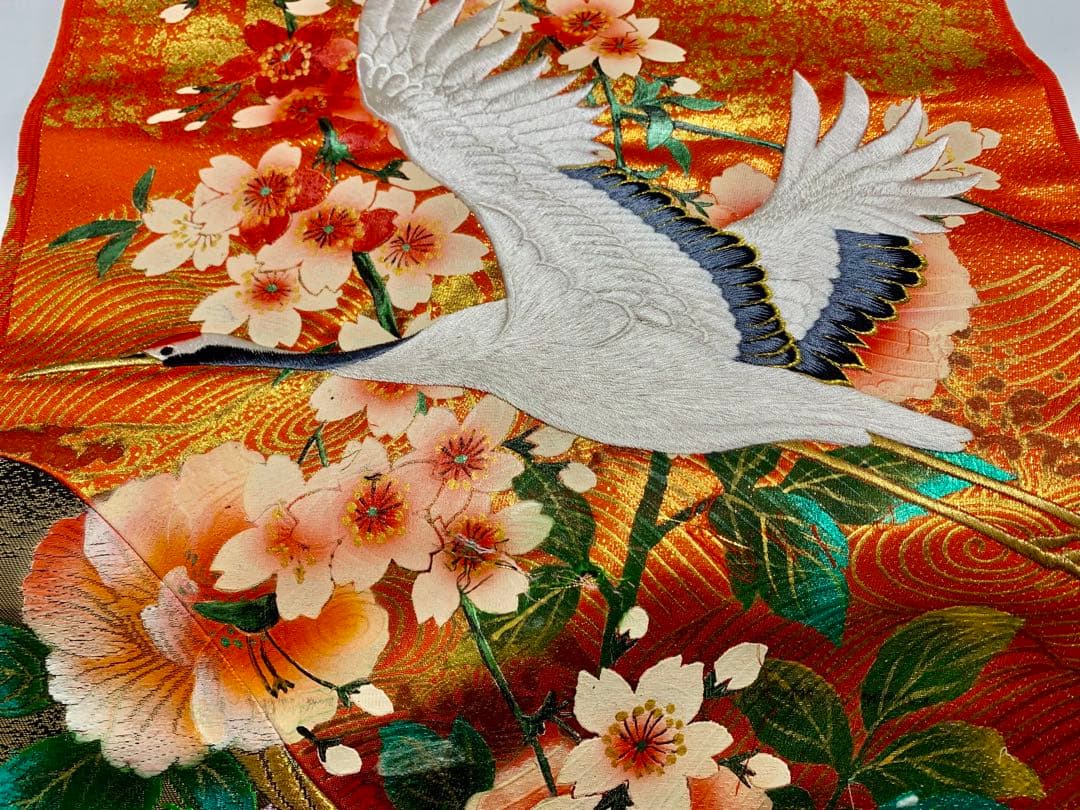 ★京都発・豪華絢爛・新品　西陣織打掛　鶴　織物・タペストリー！