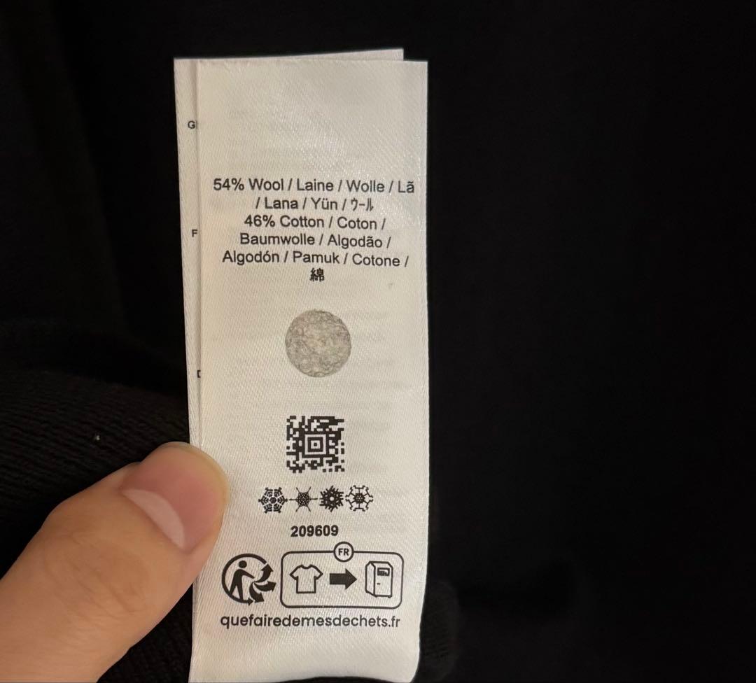 フレッドペリー ウールコットン ゴールド刺繍 クルーネックニット ブラック