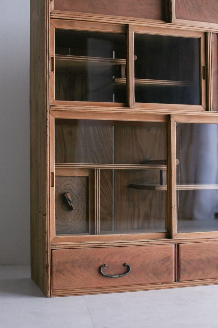 茶箪笥　キャビネット　本棚　収納棚　無垢材　杉材　ケヤキ材　古家具