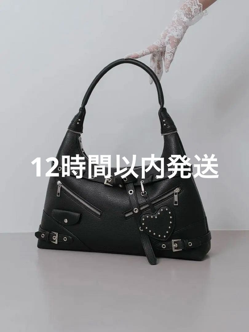 Darich ダーリッチ スタッズレザーベルトデザインマキシバッグ ブラック