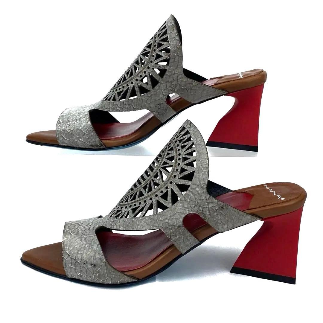 ✨現行品&未使用✨MANA マナ　レザーカット　ミュール　ブロンズ　23cm