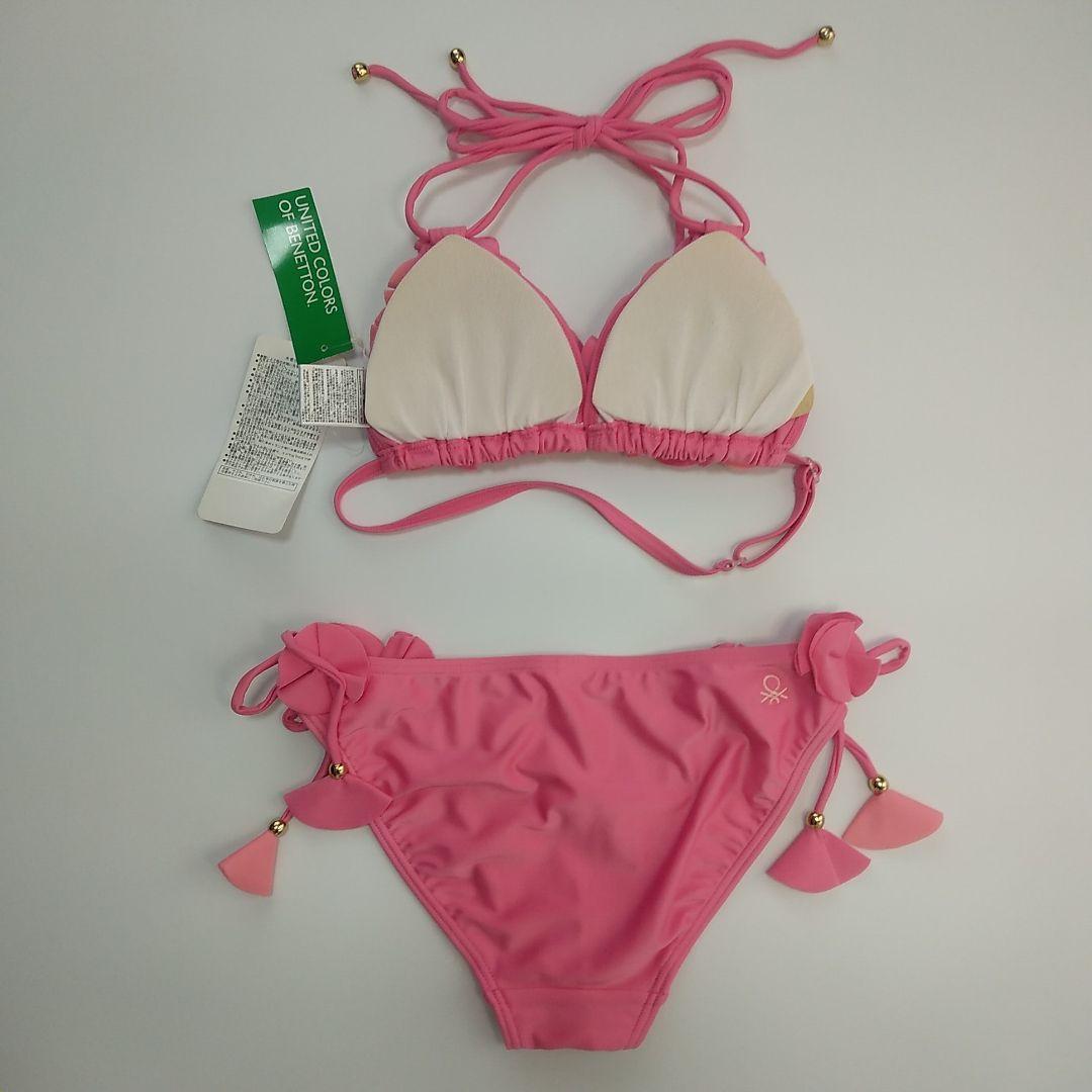 【定価14300円】ベネトン フラワーモチーフ三角ビキニ PK