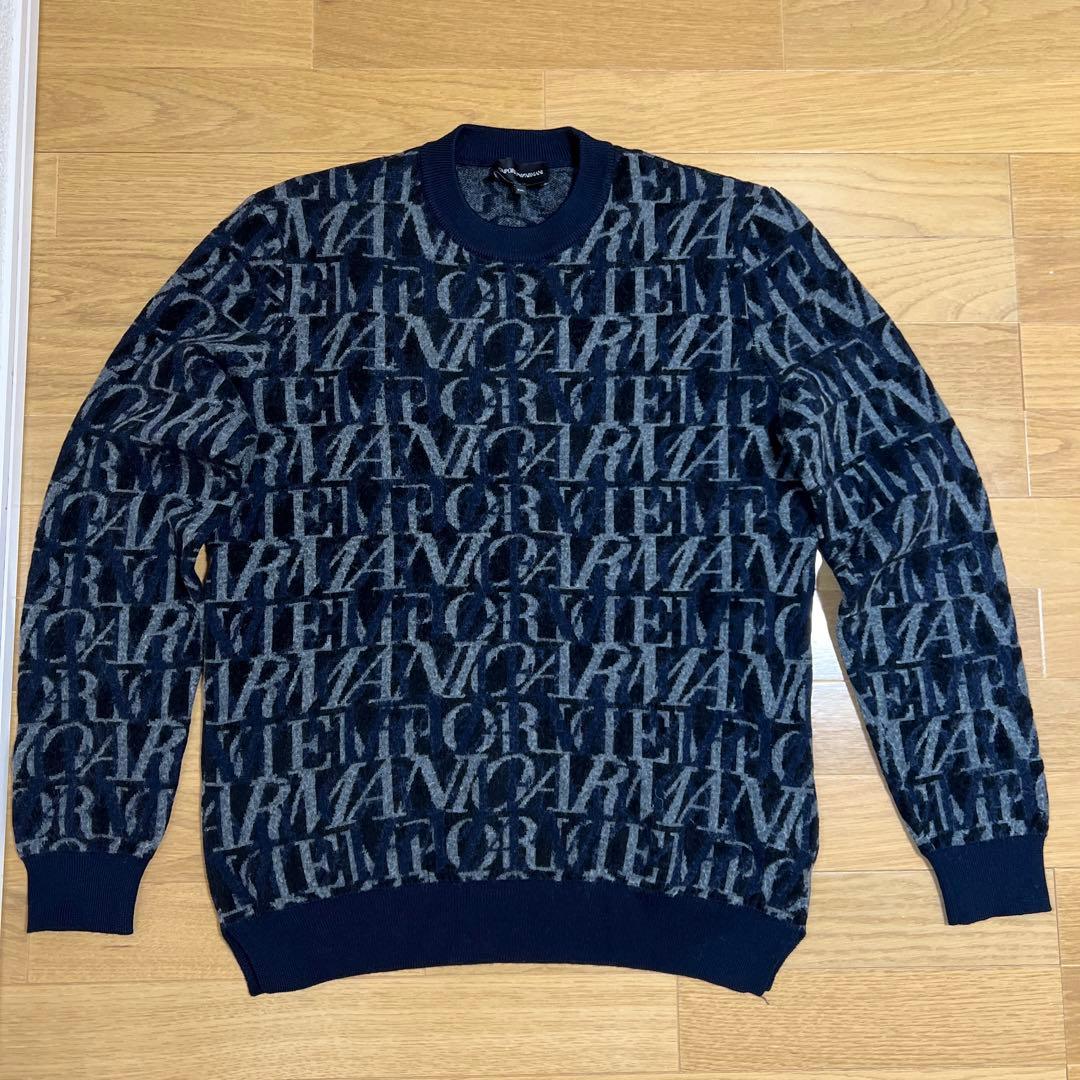 XXL【エンポリオアルマーニ】総柄ウールニット