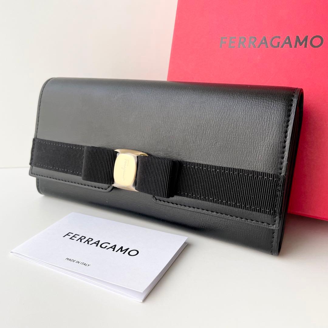 Ferragamo フェラガモ ヴァラリボン 長財布 ブラック レザー 新品