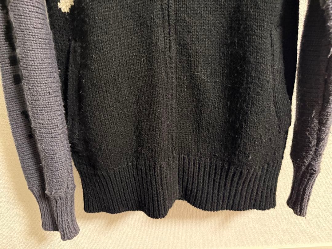 vanson スカルデザイン フード付きニットパーカー L