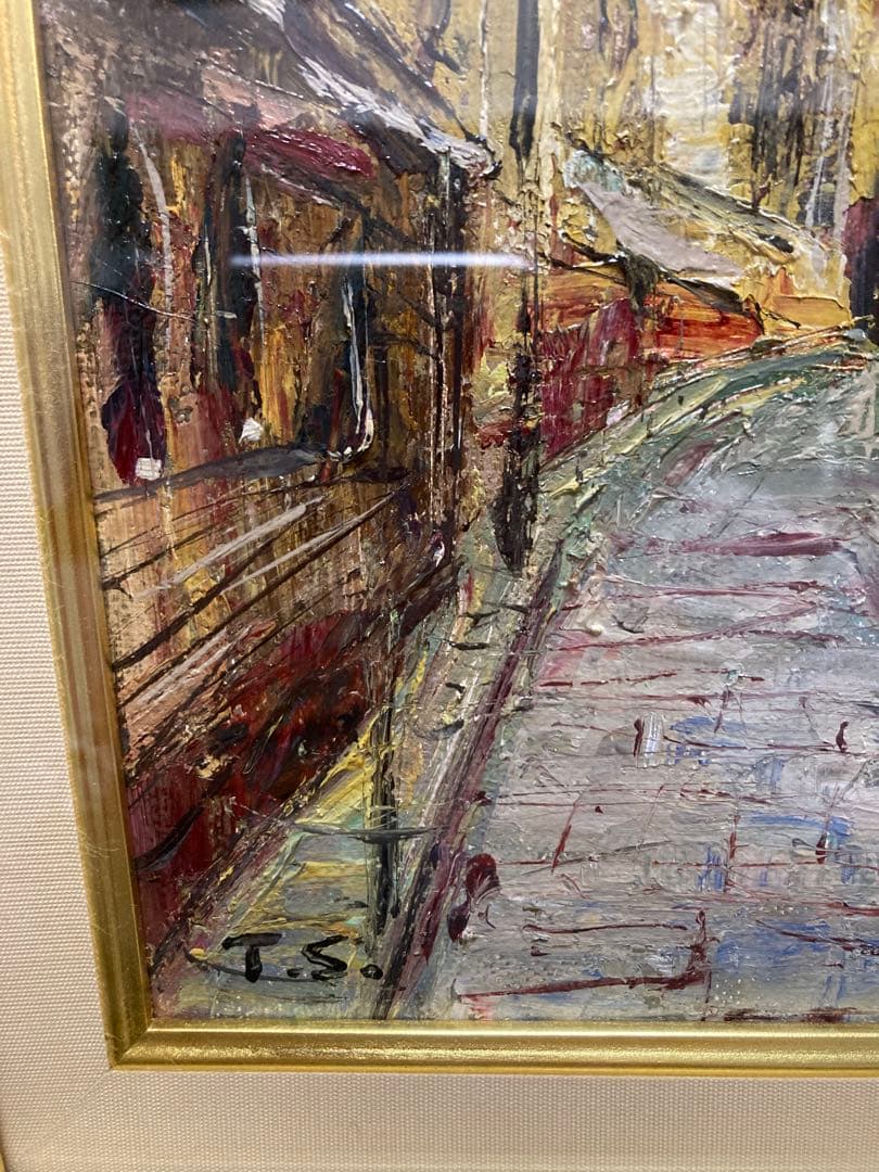 油絵　油彩画　✳️ 肉筆　津島俊介　SM２号 追憶の街〜通　サイン有