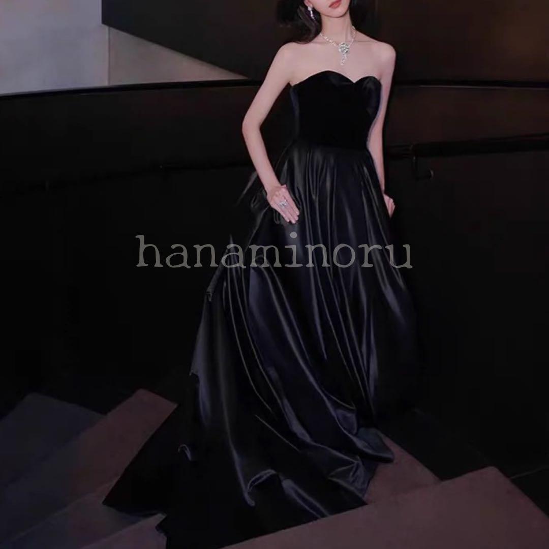 お色直し　黒　ドレス　パーティー　前撮り　二次会　街撮り　披露宴　ベロア