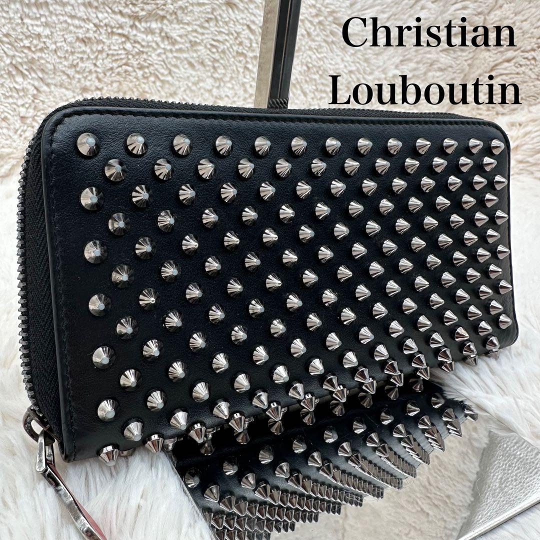 ✨美品✨ルブダン　長財布　ラウンドジップ　スタッズ　パネトーネ　レザー　黒