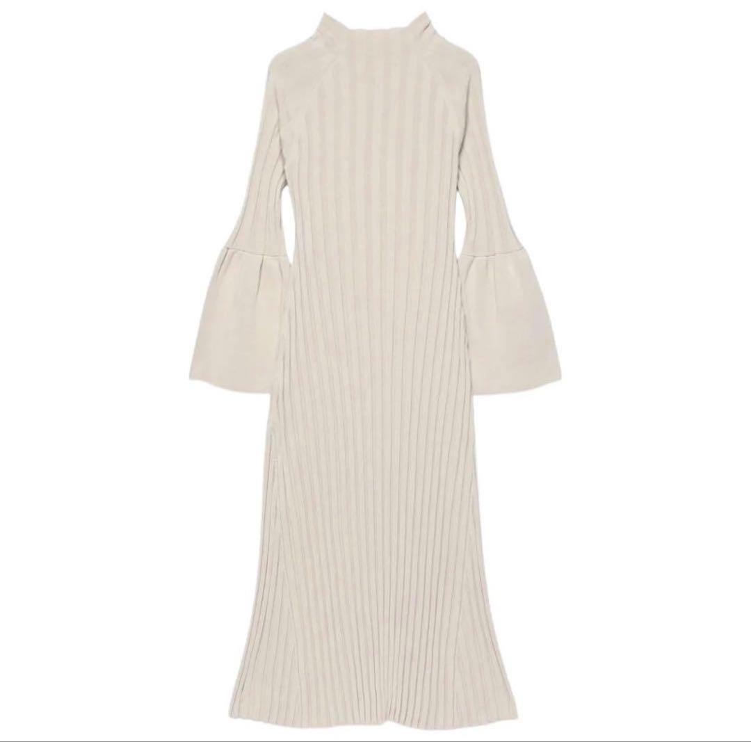 アニュアンス anuans ベルスリーブリブワンピース