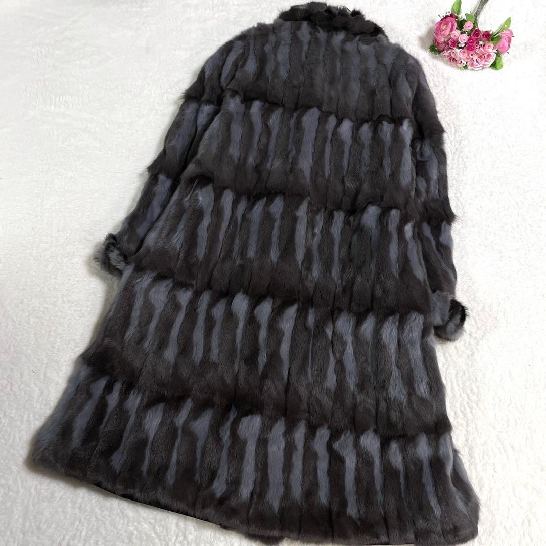 美品◎ロリアリス シルク リバーシブル ファーコート 近年モデル XL相当