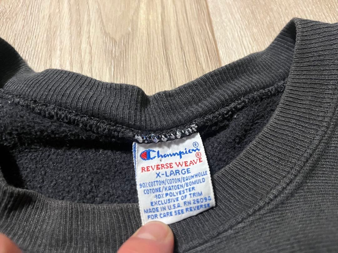 雰囲気抜群!90sビンテージチャンピオン ブラックソリッド XL 目つき USA