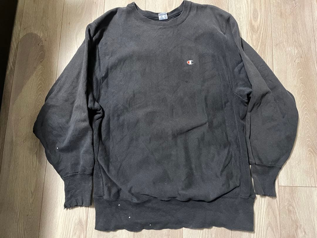 雰囲気抜群!90sビンテージチャンピオン ブラックソリッド XL 目つき USA