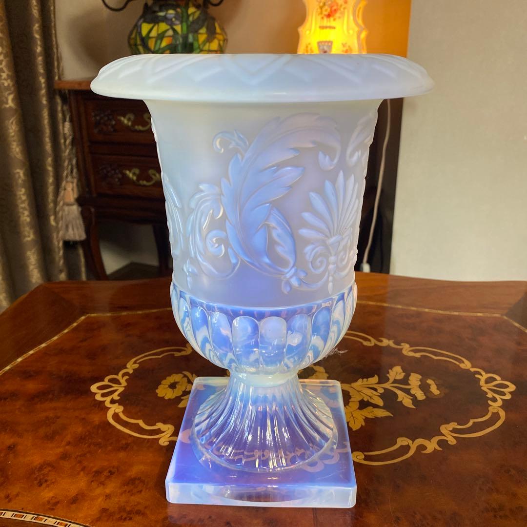 カメイガラス　アデリア　オパールセント　クリスタル　花瓶　フラワー ベース