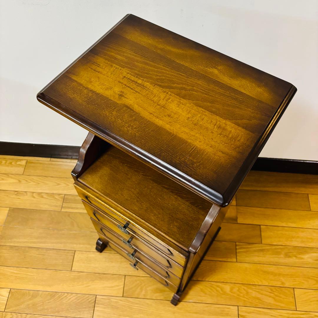 カリモク コロニアル 電話台 小引き出し4段　飾り台　花台　ヴィンテージ