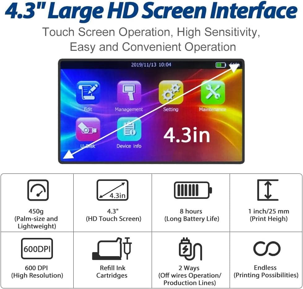 BENTSAI B30 1インチ ハンドヘルドプリンターラベラー 4.3インチ