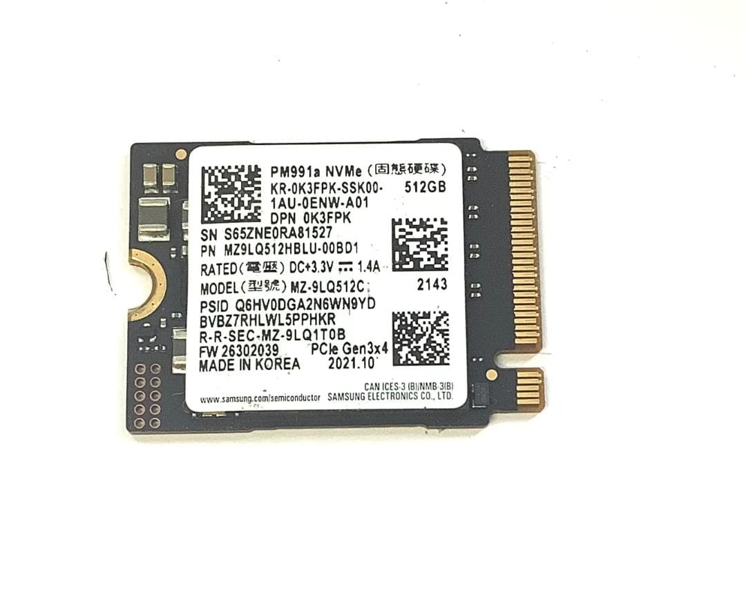 ③-WA498-SAMSUNG NVMe 512GB SSD 1点