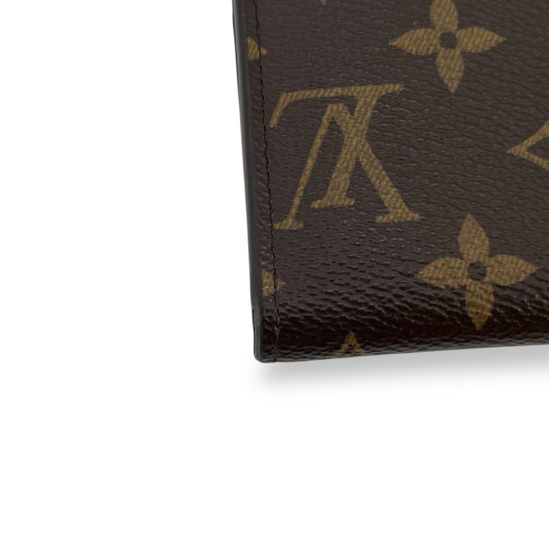 ルイヴィトン　ケース　ポルトモネロザリ　フューシャ　モノグラム　ブラウン