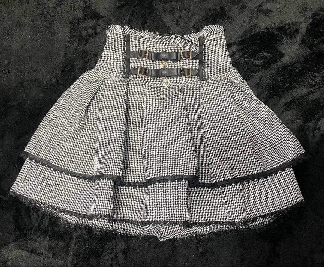 ♩ページ LIZLISA 2連リボンベルトスカパン 千鳥柄 スカート