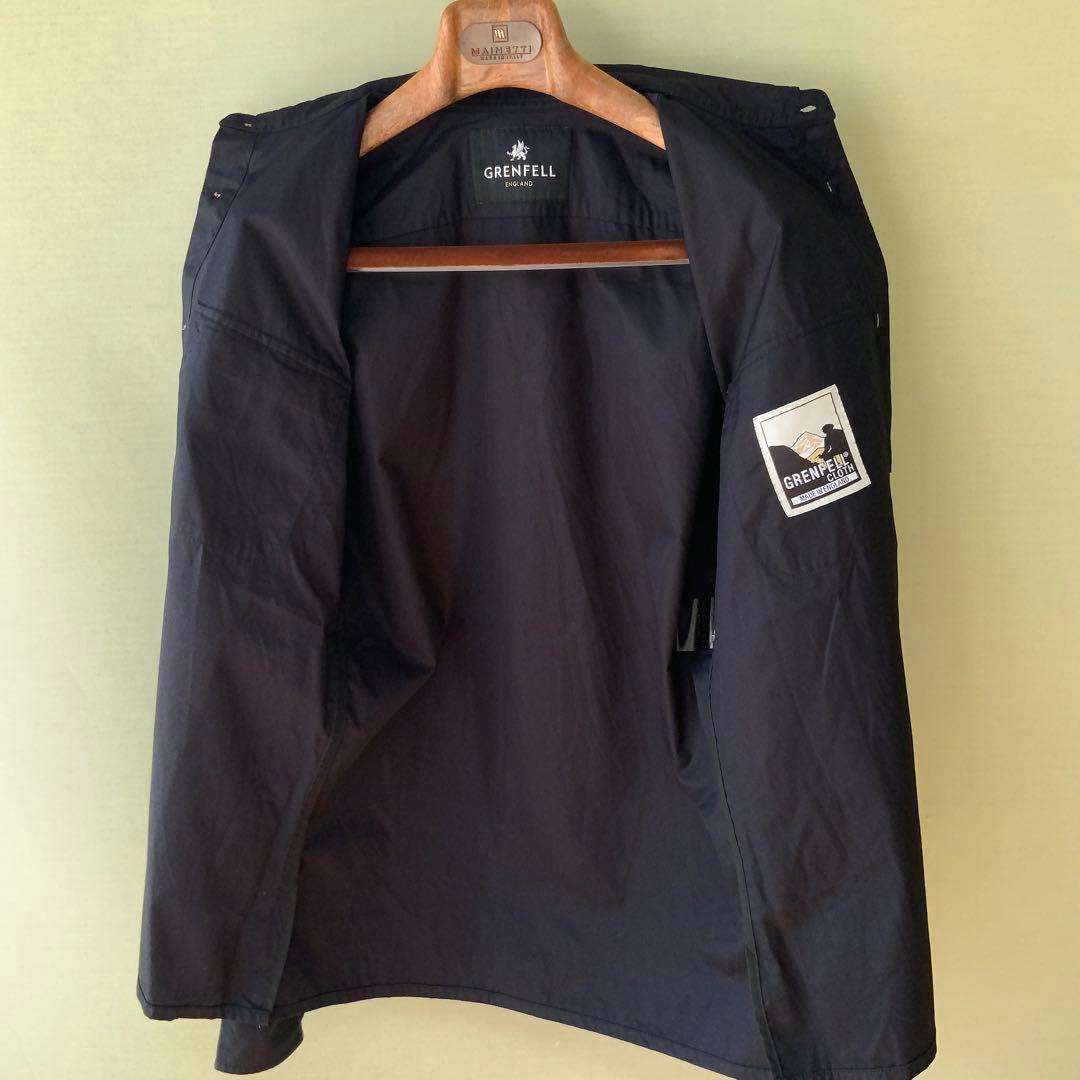 極美品 GRENFELLグレンフェル シャツジャケット38英国製ネイビー 山タグ