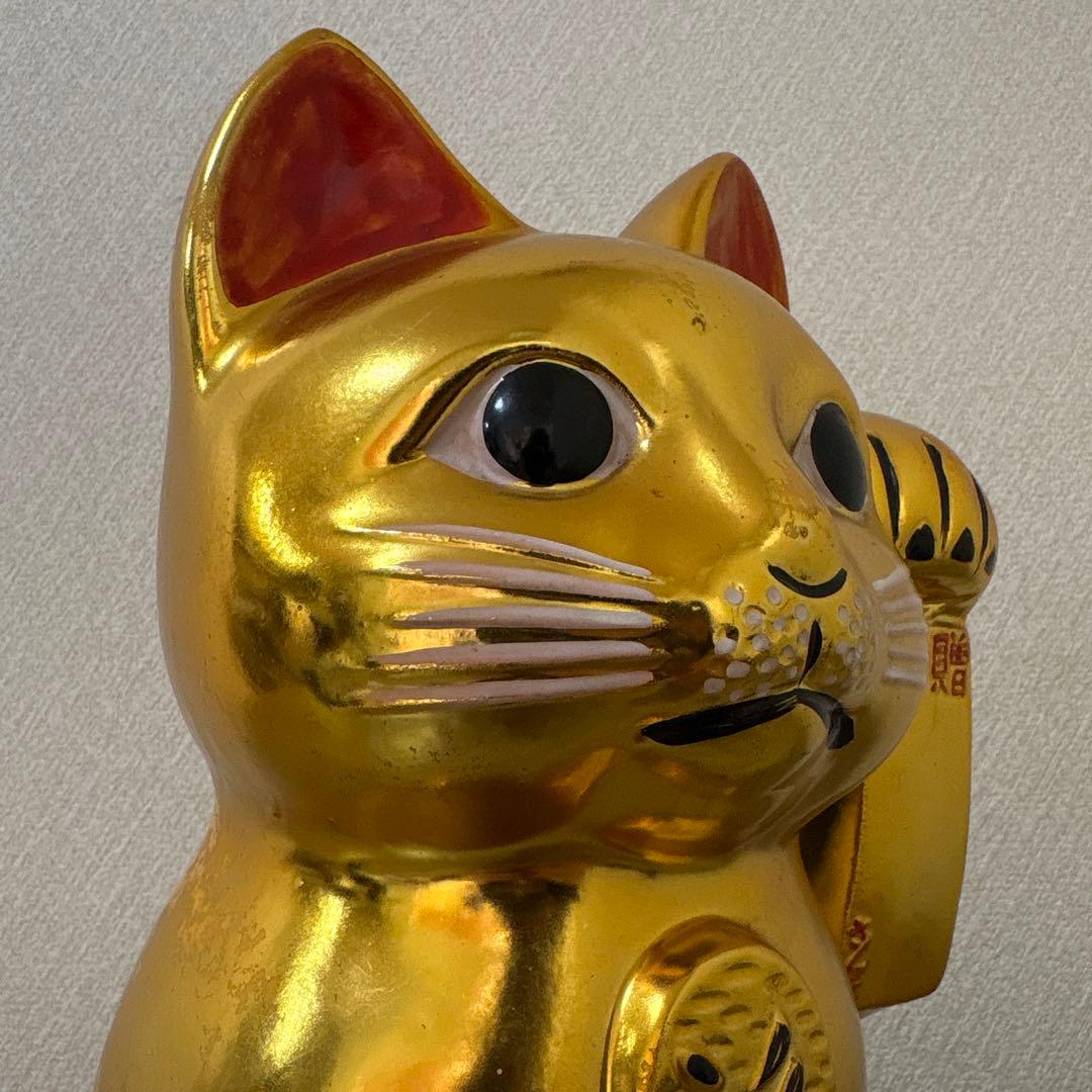 古い招き猫　招福置物　貯金箱　千万両〈検 常滑焼　海外向けデザイン　ビンテージ