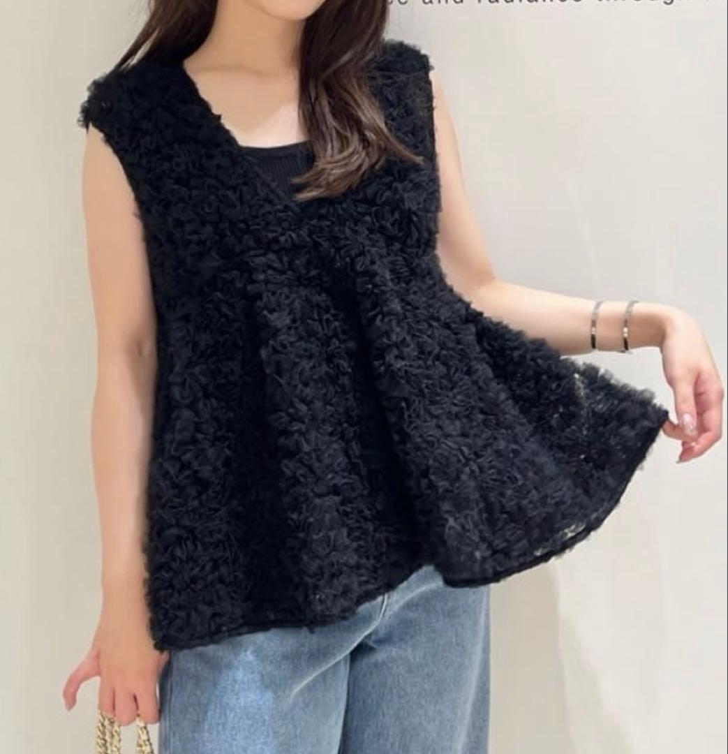 Mystrada デコラチュールブラウス 黒 Sサイズ