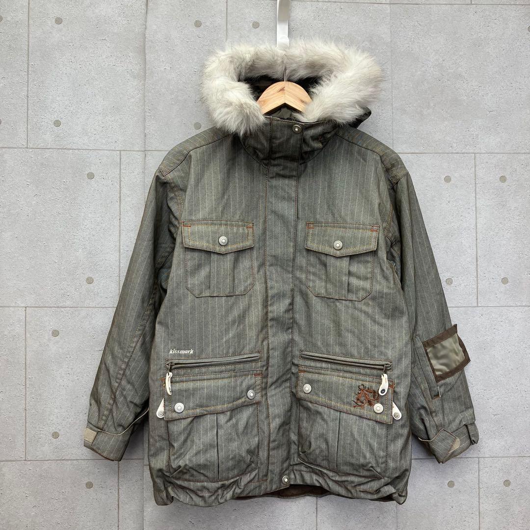 kissmark キスマーク スノボウェア 上下セットアップ ファー 灰