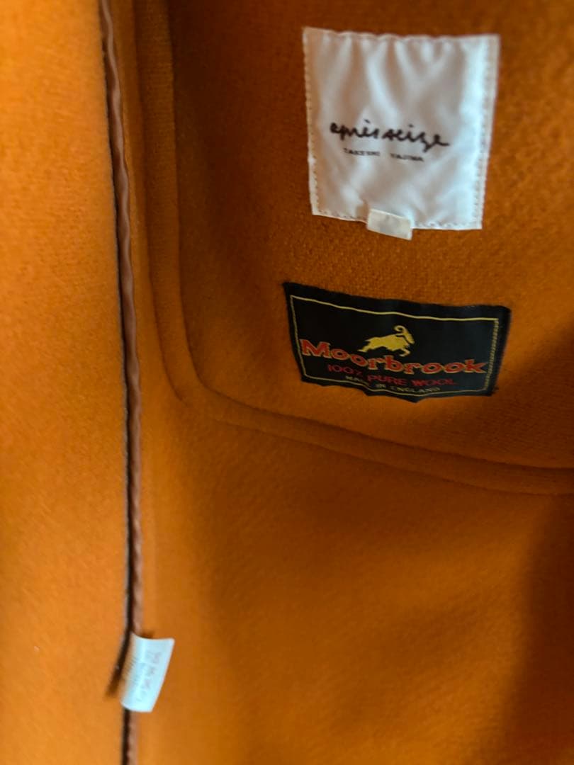 【MoorBrook製生地】ダッフルコート　ヘリンボーン　オレンジ　英国製　L