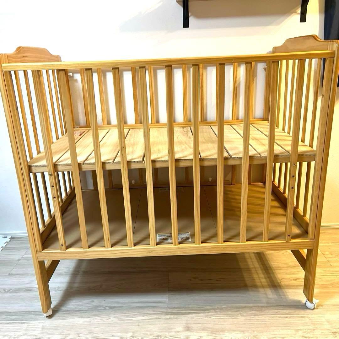 KATOJI 木製ベビーベッド　レギュラーサイズ　ハイシート